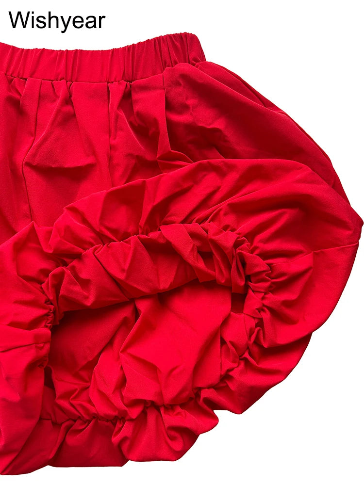 Casual Pleated Double Bubble Baddie Shorts for Women
