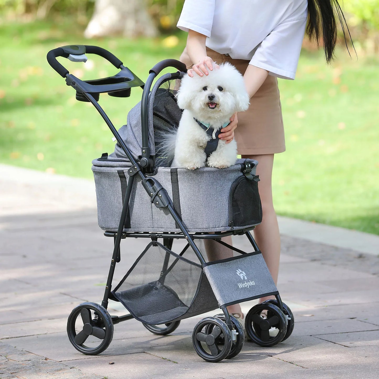 3 in1 Pet Stroller with Removable Carrier, Folding Waterproof