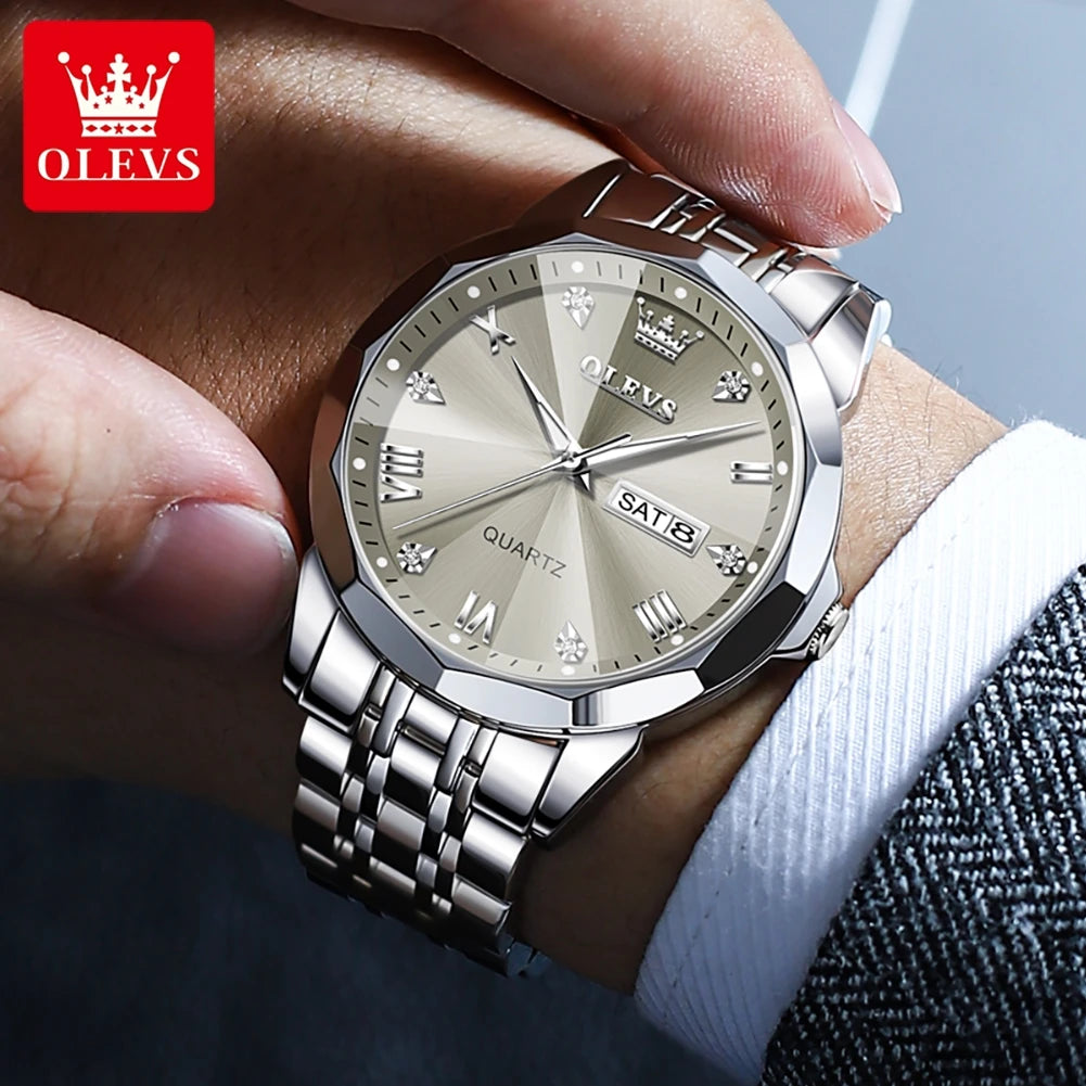 Quartz Waterproof Stainless Steel Luminous Wristwatch