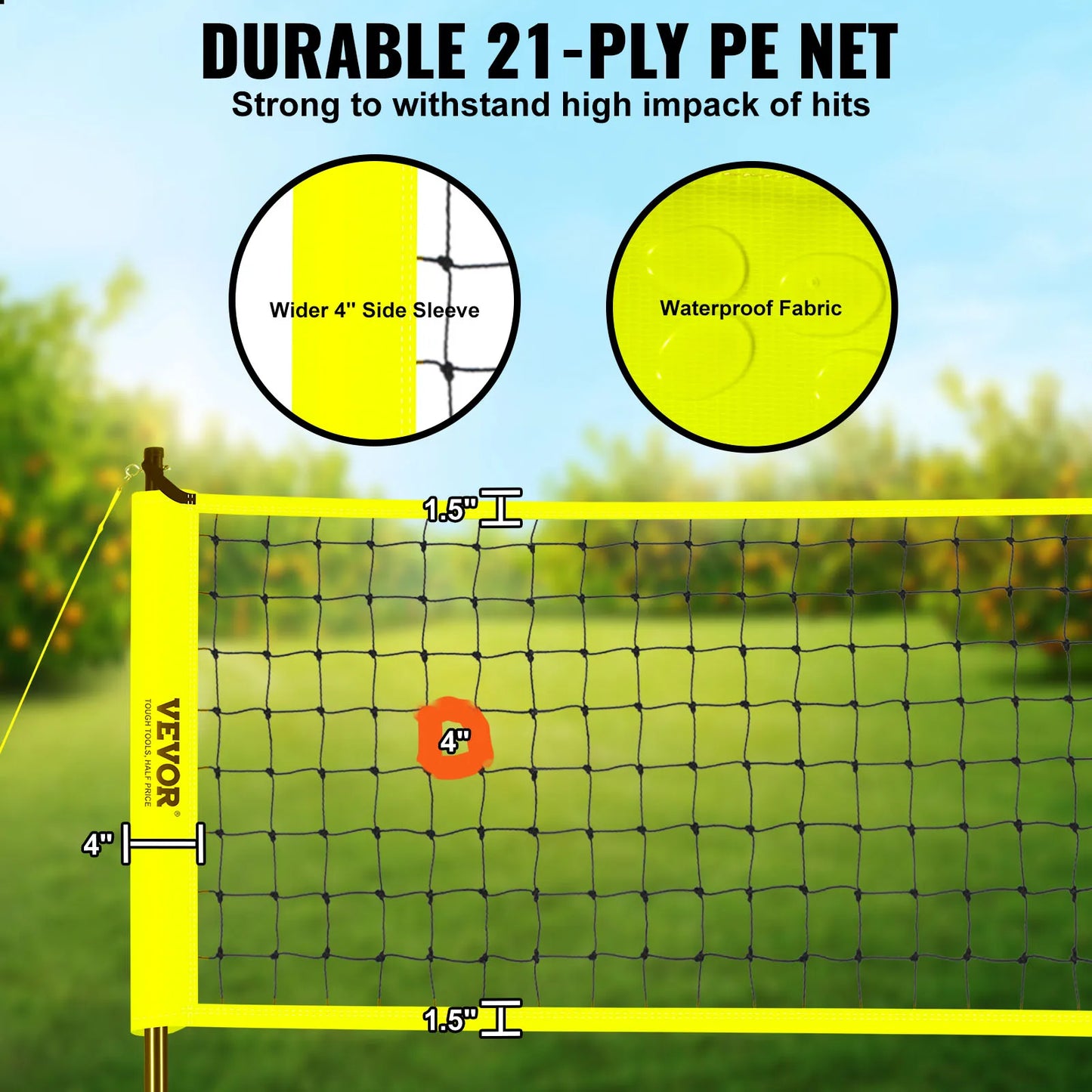 Outdoor Volleyball Adjustable Steel Poles with PVC Volleyball Pump Carrying Bag