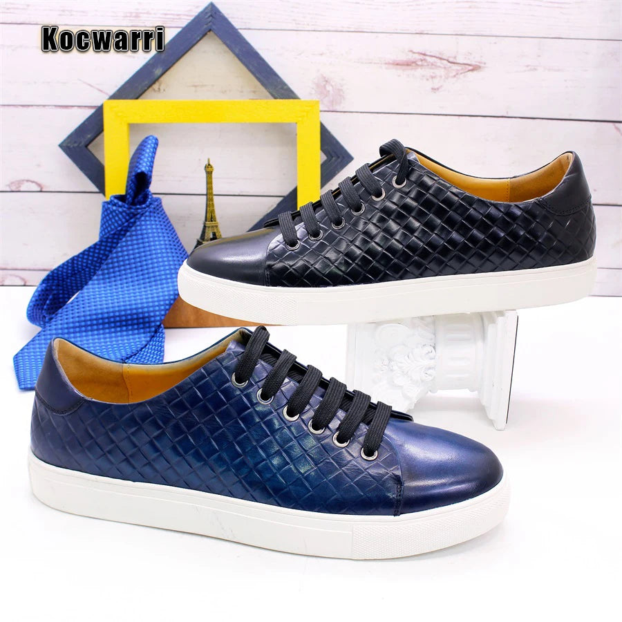 Men's Genuine Leather Shoes Comfortable Fish Pattern