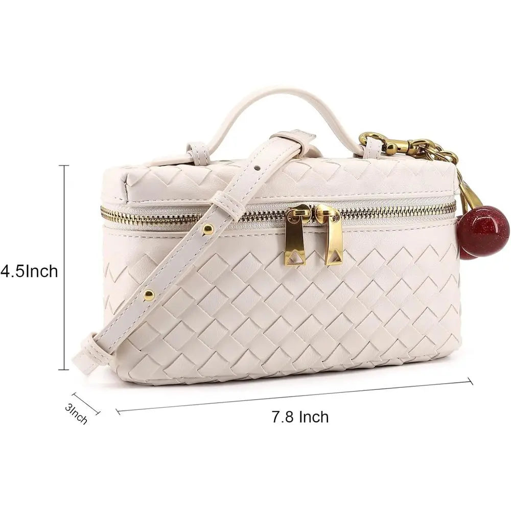Small Leather Top Handle Purse with Cherry Charm
