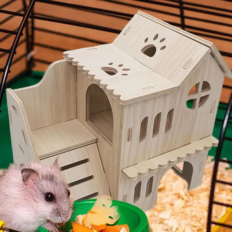 Guinea Pigs Fun House Double-Decker Hut with Climbing Ladder
