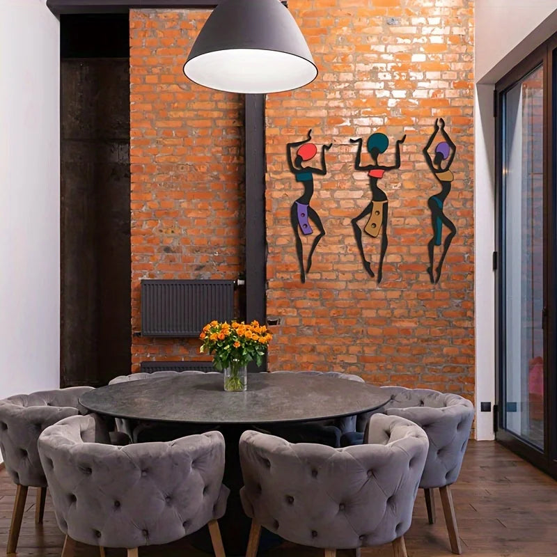 Dancing African girl ethnic style wall mural art