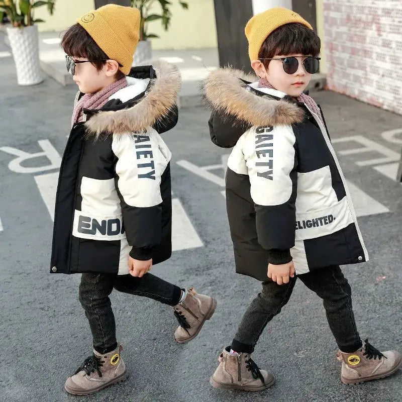 Fur Collar Hooded Cotton Jacket Boys 2-8Years
