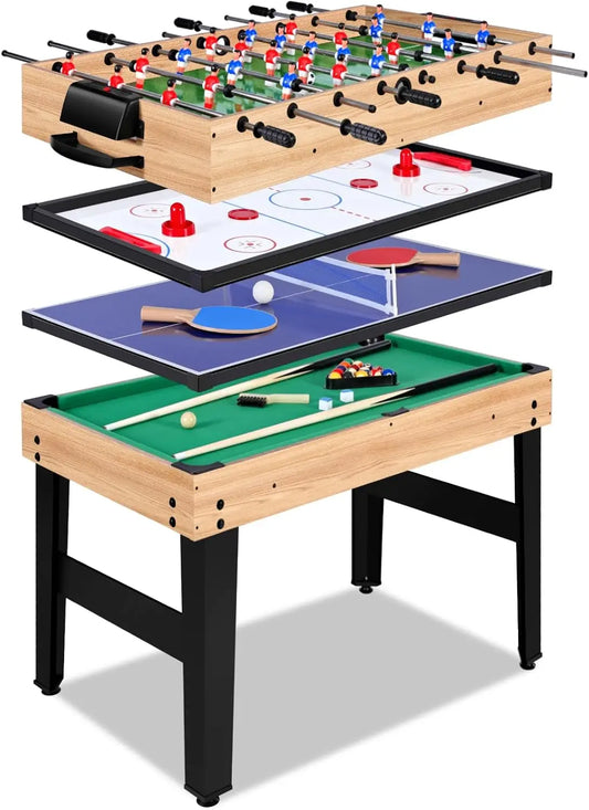 12-in-1 Game Table - 48" Ping Pong, Foosball, Air Hockey, Pool