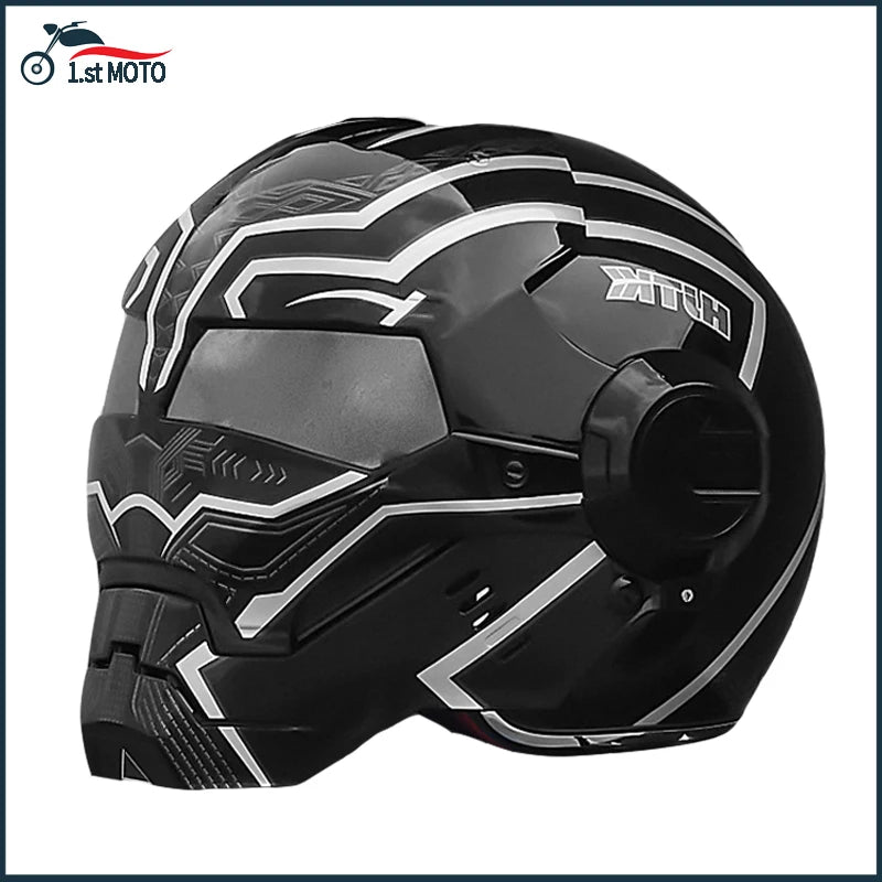 Retro Motorcycle Helmet Personality Modular Full Face Capacete