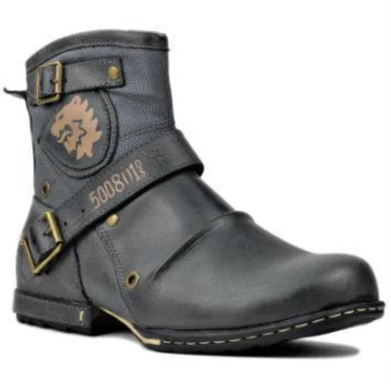 Round Toe European Retro Men's Leather Boots