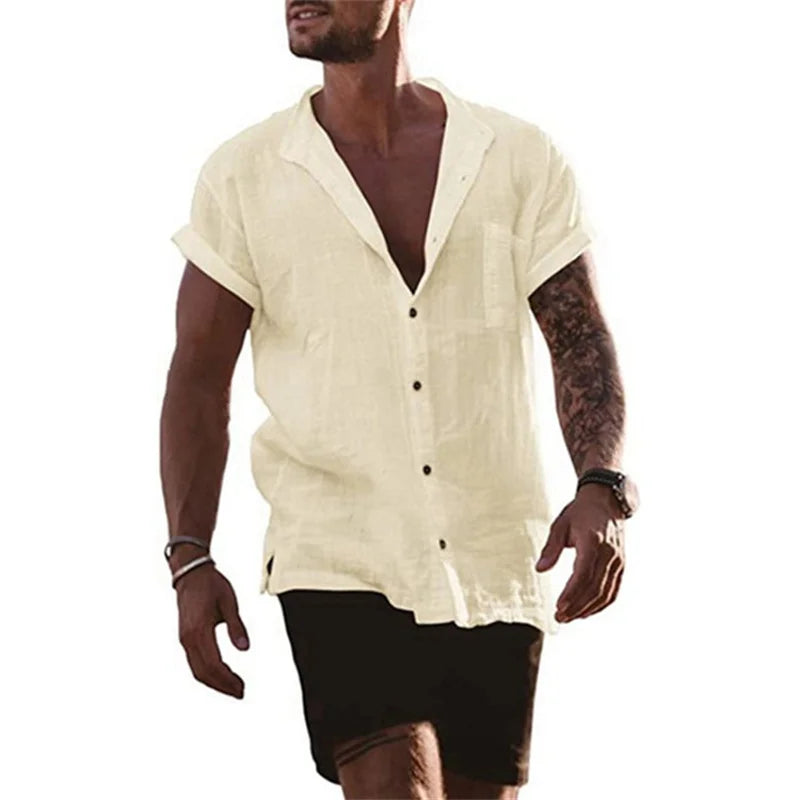 Cotton Linen Short-Sleeved Shirts