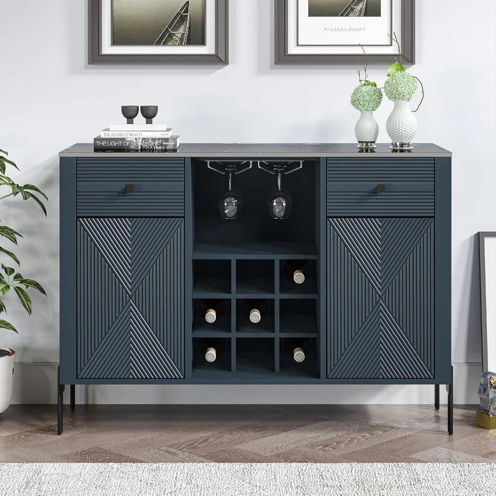 42 Inch Wine Cabinet with Two Doors & Drawers
