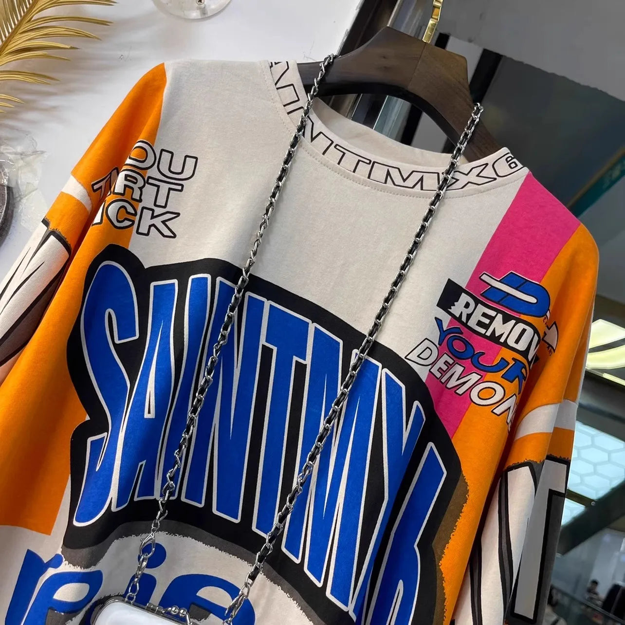 Oversized Spring Graffiti Maillard Top