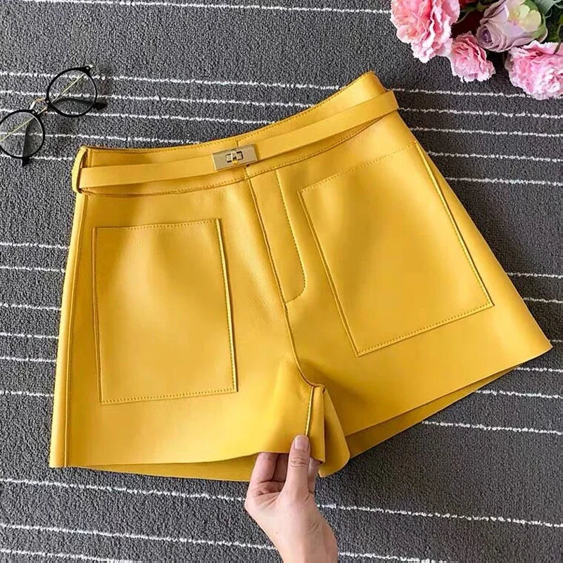 Real Sheepskin Leather Shorts