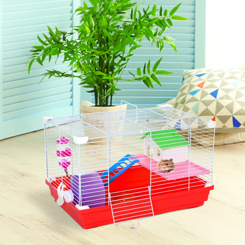 PawHut 18.5" Hamster Cage with Exercise Wheel and Water Bottle
