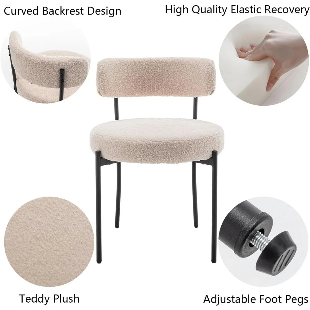 Set of 4 Round Modern Upholstered Dining Chair