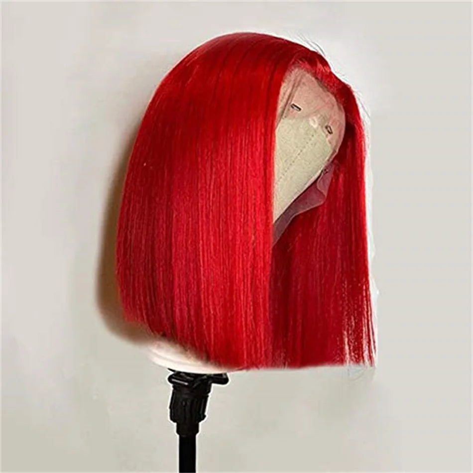 Hot Red Bob 13x4 Lace Front Human Hair Wig Brazilian