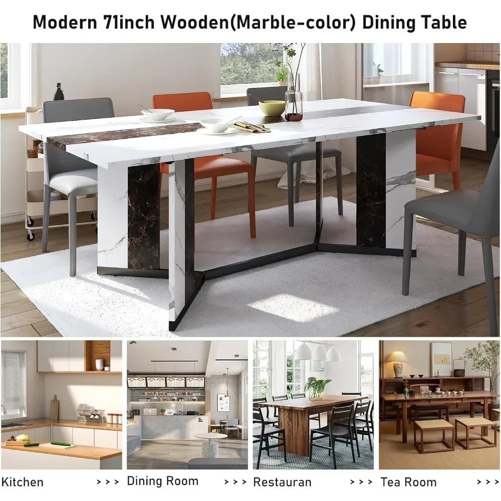 Marble-Color Wood Adjustable Leg.6ft Luxurious Dinner Table