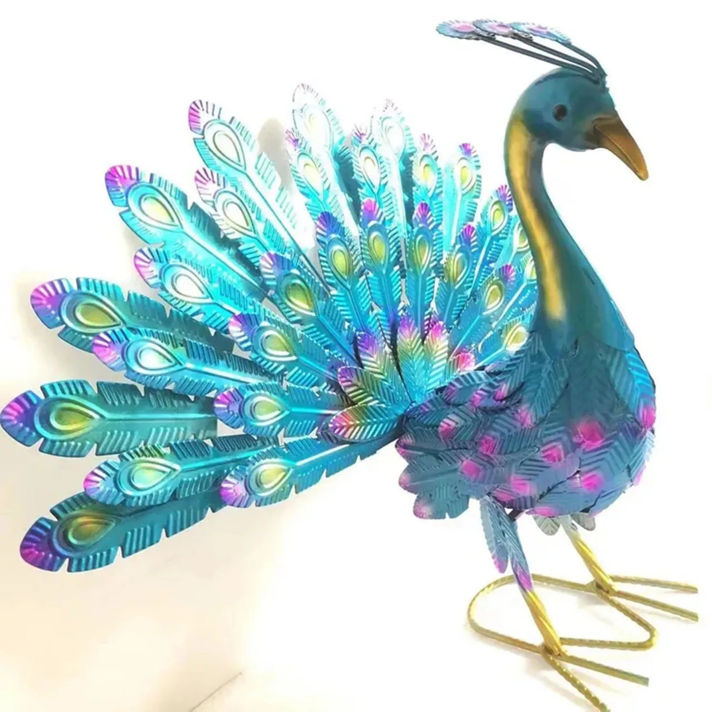 Handmade Collectible Peacock Figurine Yard Decor