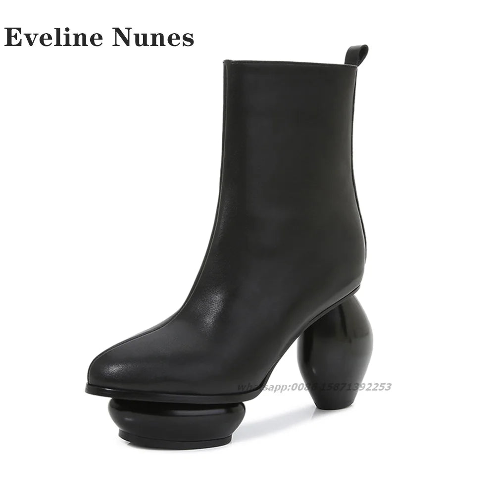 Platform Mental Buckle Ankle Boots Round Toe Strange Style