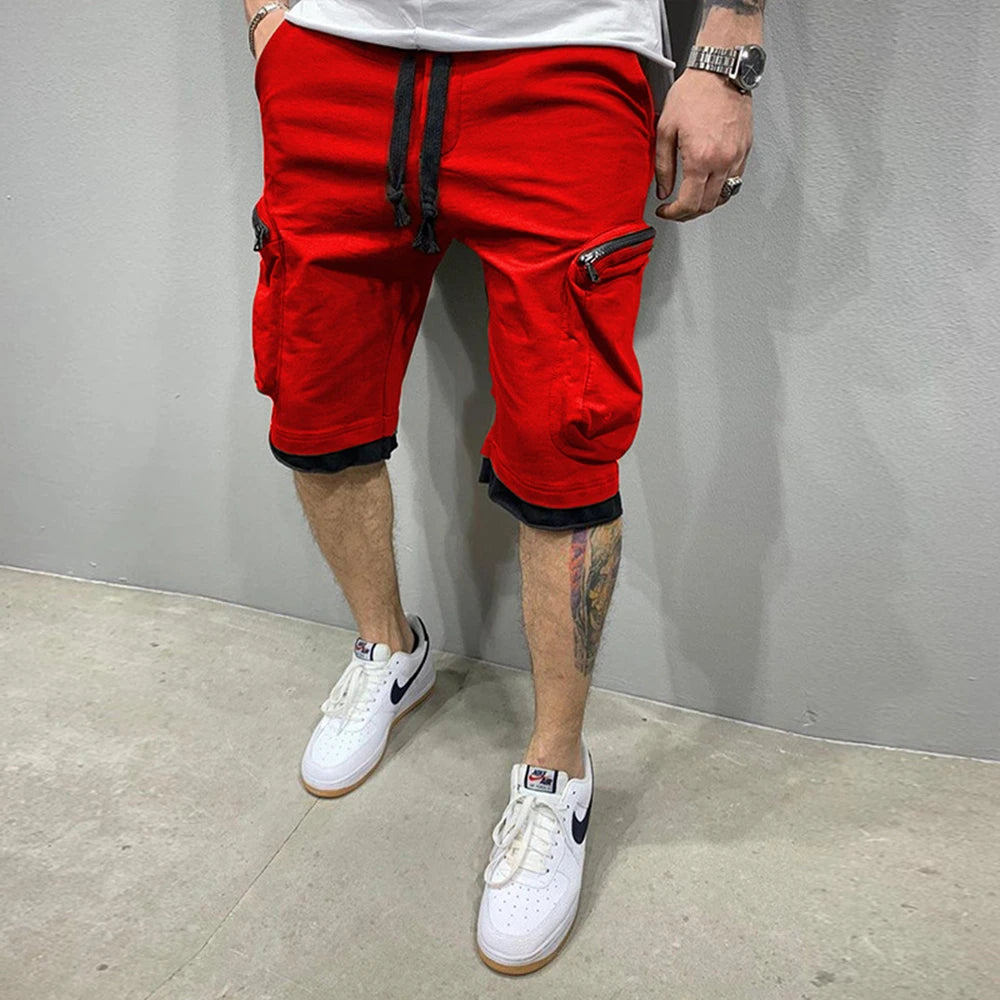 Cotton Workout Fitness Multi Pocket Yellow Shorts