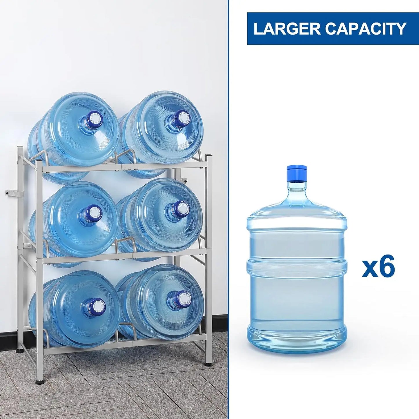 5-Gallon 3-Layer Water Bottle Holder for 6 Bottles with a Lift