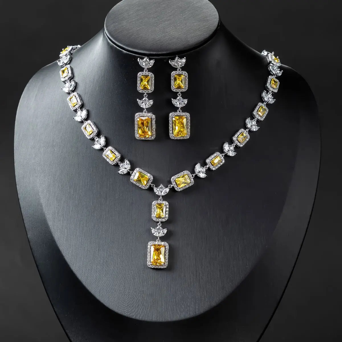 Luxury Yellow Crystal  Jewelry Set