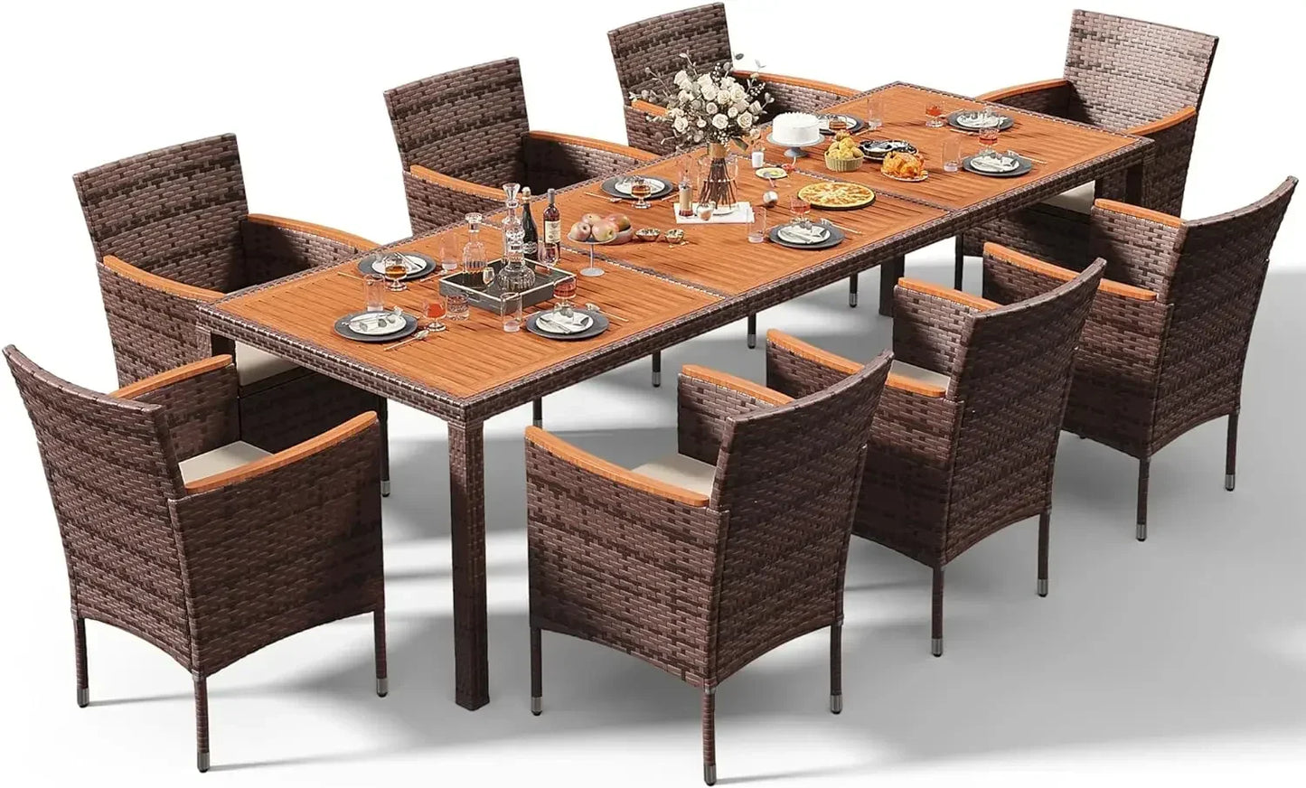 5/7/9 PCS Patio Conversation Set with Acacia Wood Top