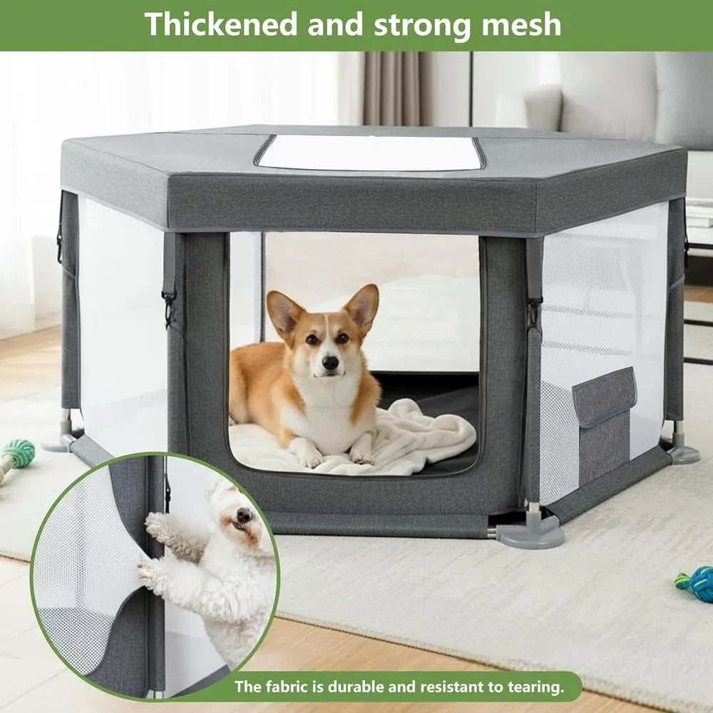 Indoor Puppy Playpen with Cover for Small Dogs & Cats