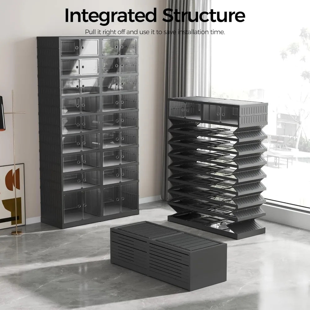 Collapsible 9 Tiers-36 Pairs Shoe Organizer with Clear Door