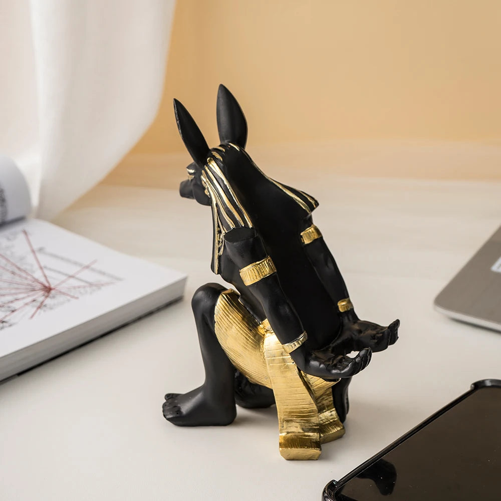 NORTHEUINS Resin Egyptian Cat God Wine Rack