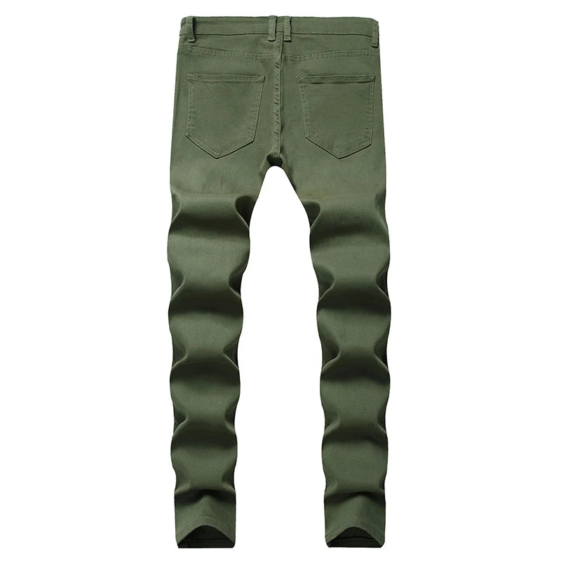 Distressed Slim Skinny Stretch Denim Pants