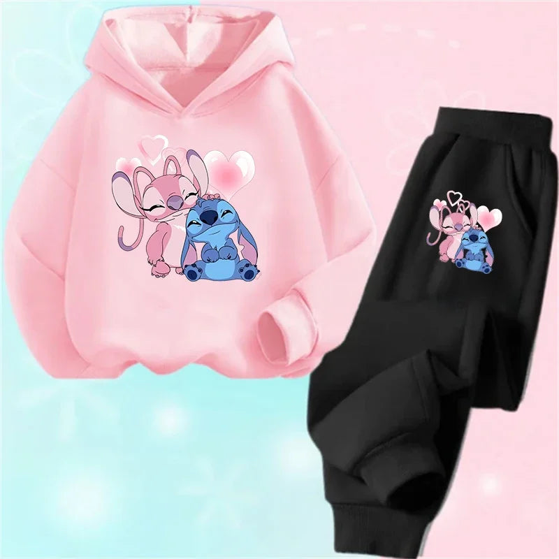 Lilo & Stitch Hoodie Set Casual Tracksuit