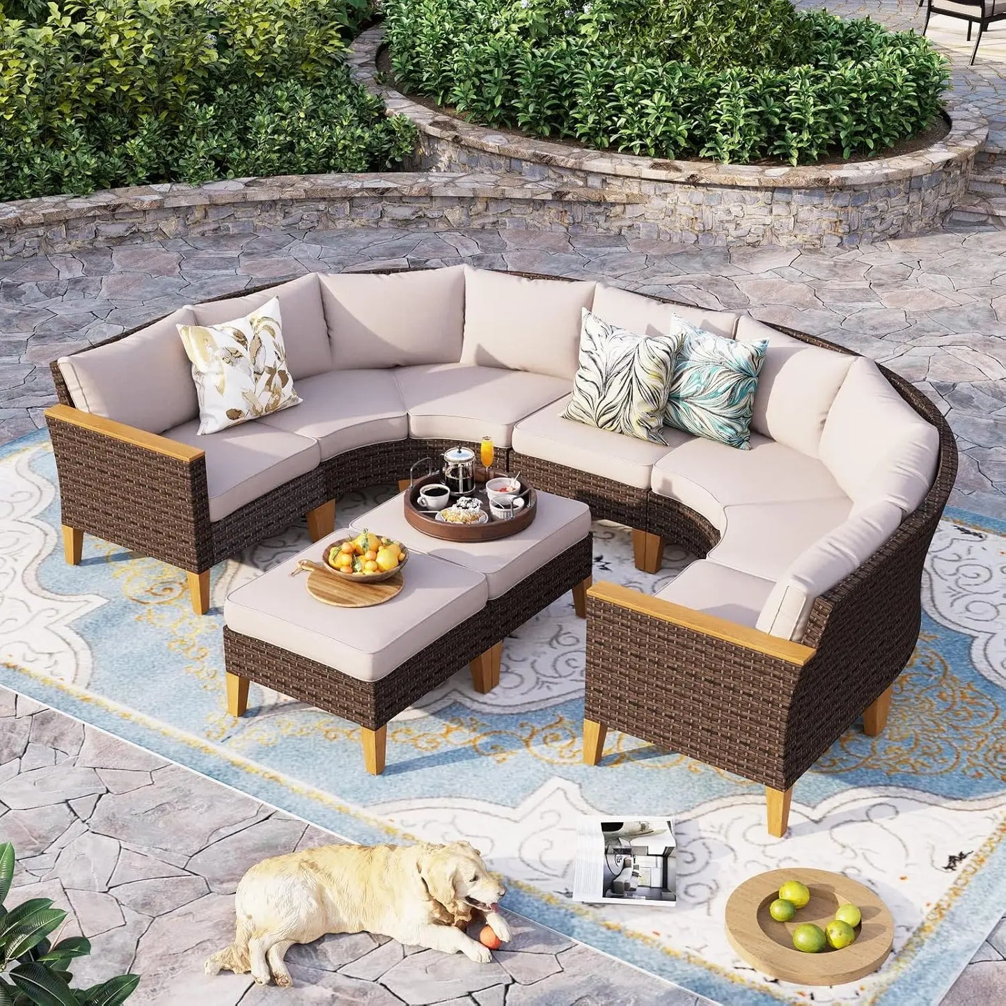 12 Piece Curved Outdoor Sectional Sofa Set