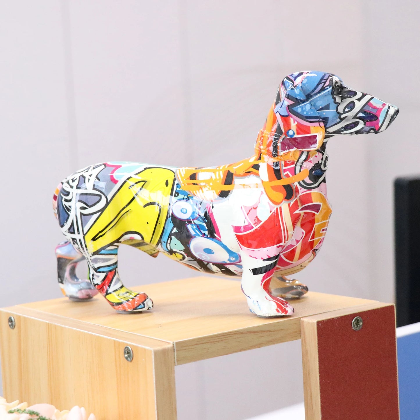 Painted Colorful Dachshund Dog Decor Home