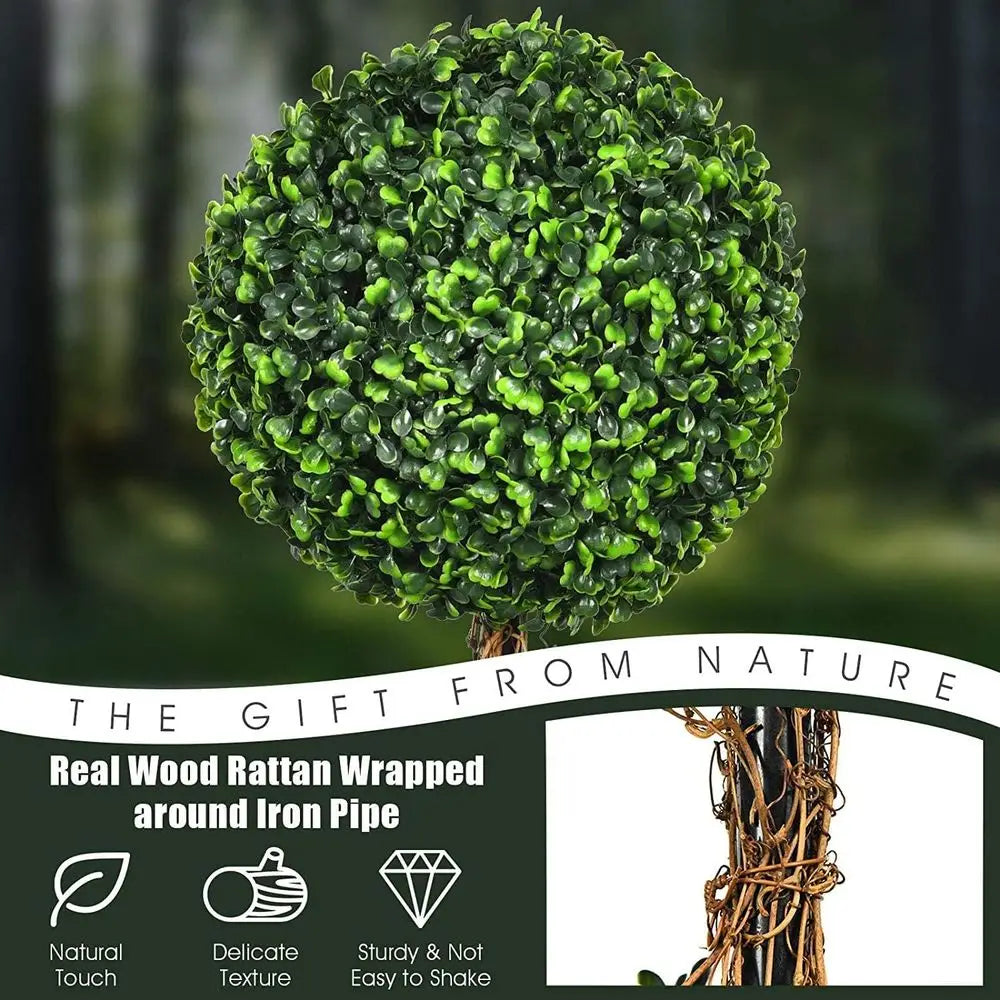 Pair of Artificial Boxwood Topiary Trees