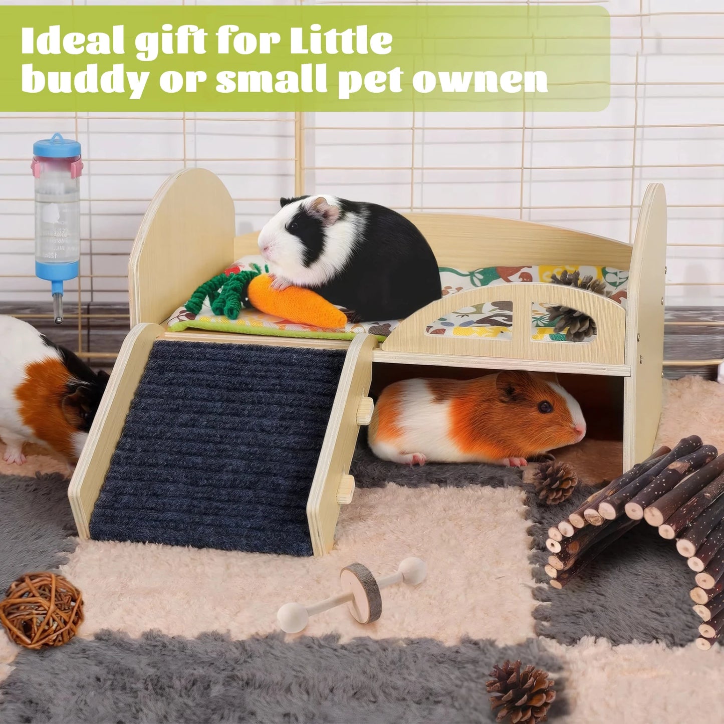 Multi-Level Guinea Pig Castle for Hamsters Bunny Chinchillas