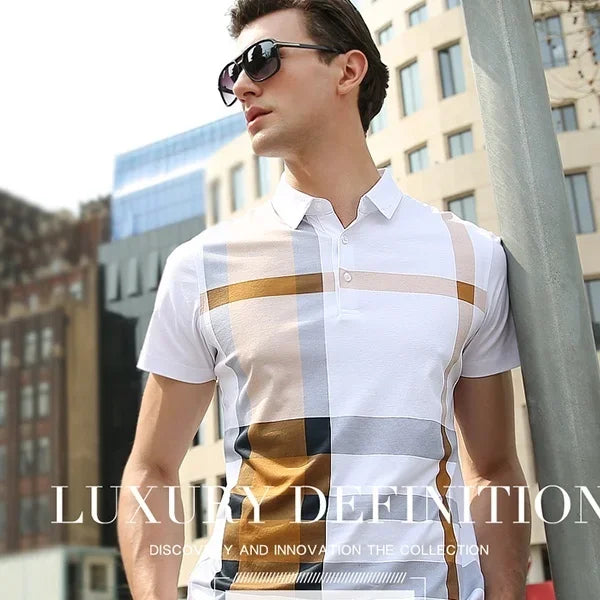 Men's Fashion Casual Stripe Polo Top