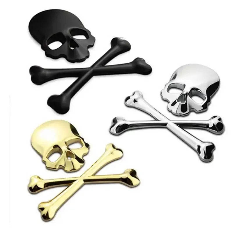 3D Metal Skull Skeleton Crossbones Car Motorcycle Sticker