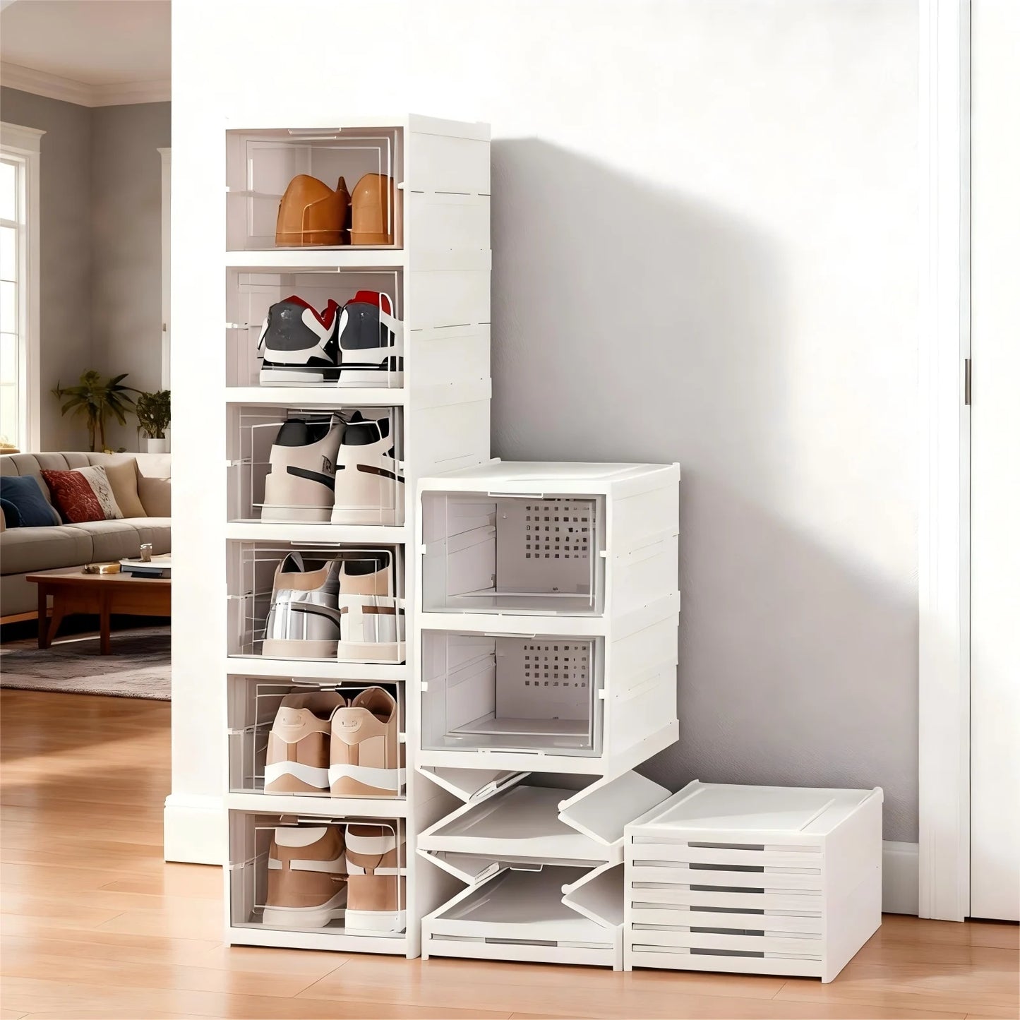 1x/2x Clear Shoes Cabinet Foldable