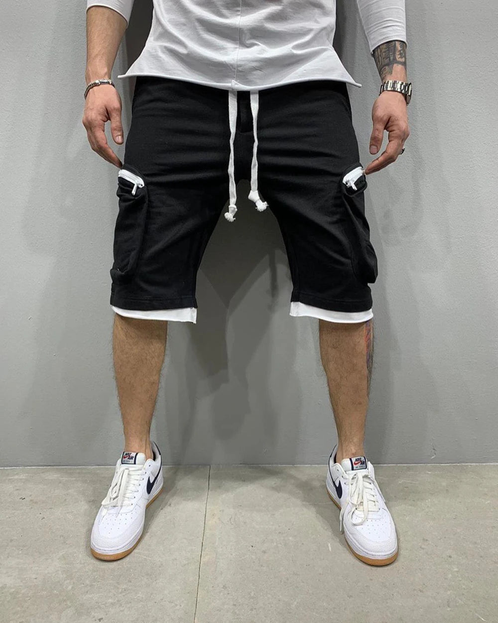 Cotton Workout Fitness Multi Pocket Yellow Shorts