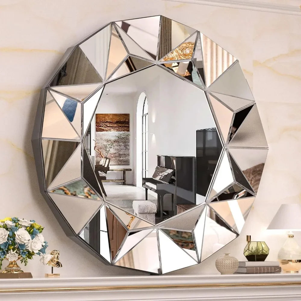 32-Inch Beveled Edge Frameless Wall Mount Round Mirror