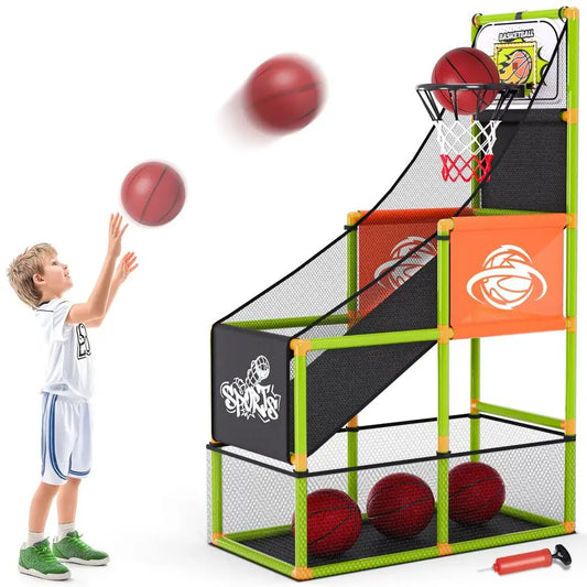 Basketball Game Set with Electronic Scoreboard and LED Lights
