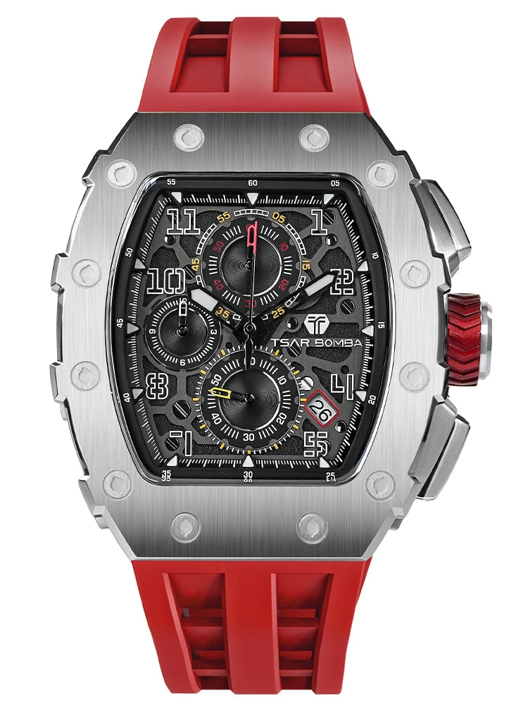 Waterproof Quartz Chronograph Rectangle Wristwatch