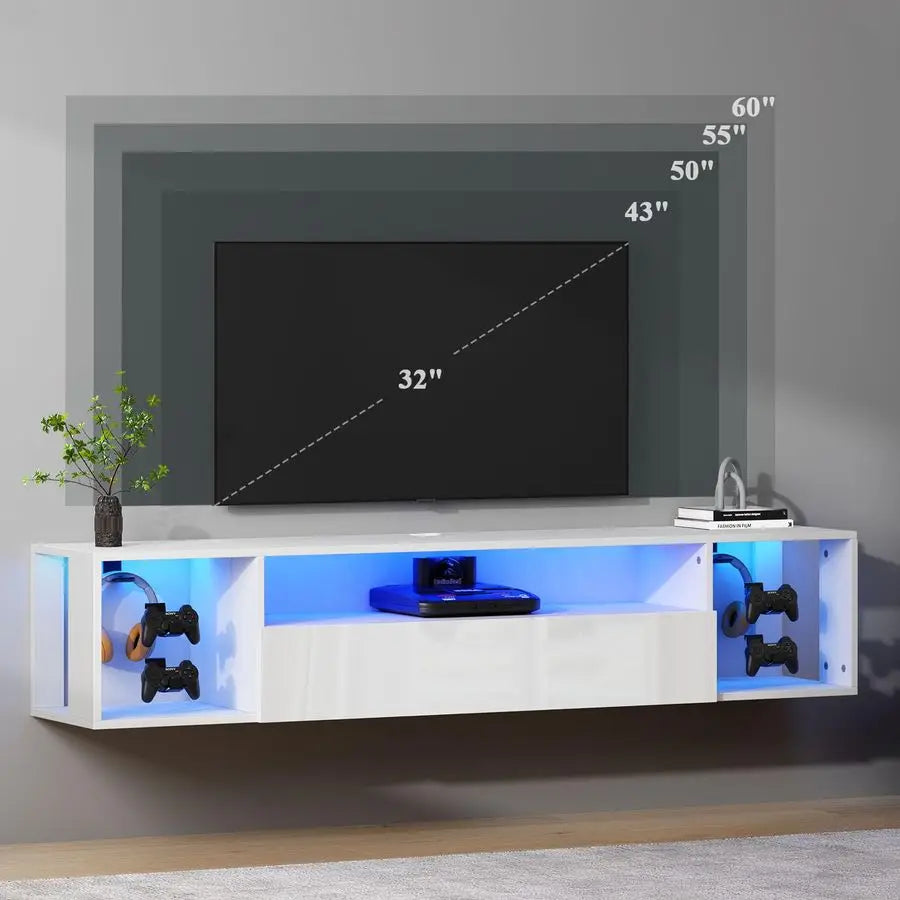 Floating TV Stand Wall Mounted with Lights