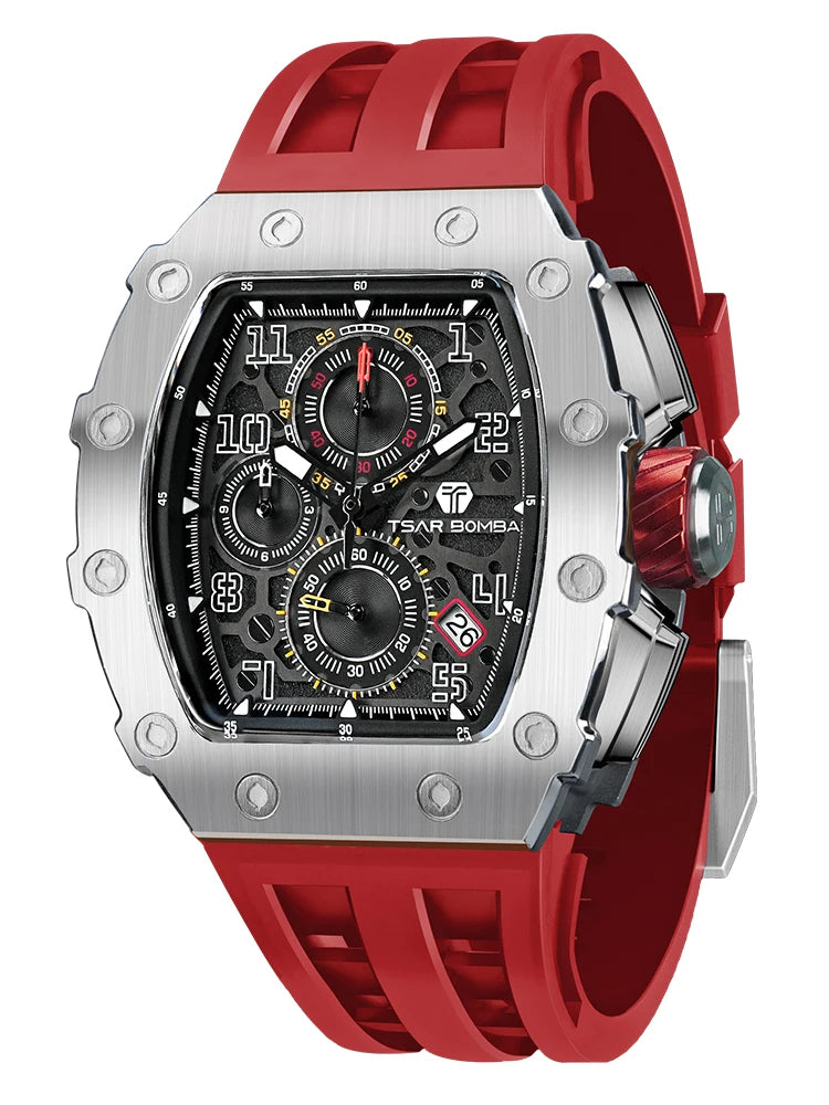 Waterproof Quartz Chronograph Rectangle Wristwatch