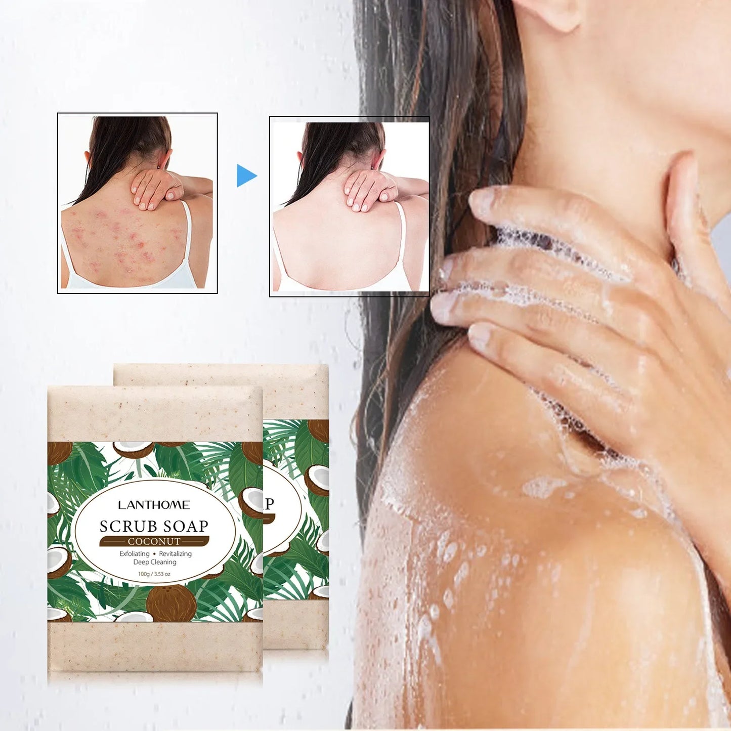Coconut Oil Scrub Soap Exfoliating Skin Revitalizing Deep Cleaning