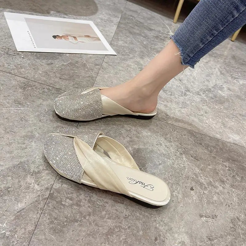 Rhinestone Slippers Flat Slides