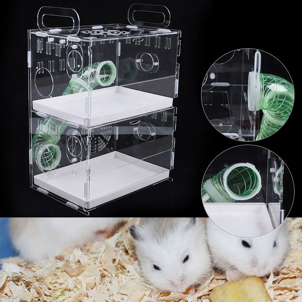 Acrylic 2 Tier Hamster Cage Habitat Clear