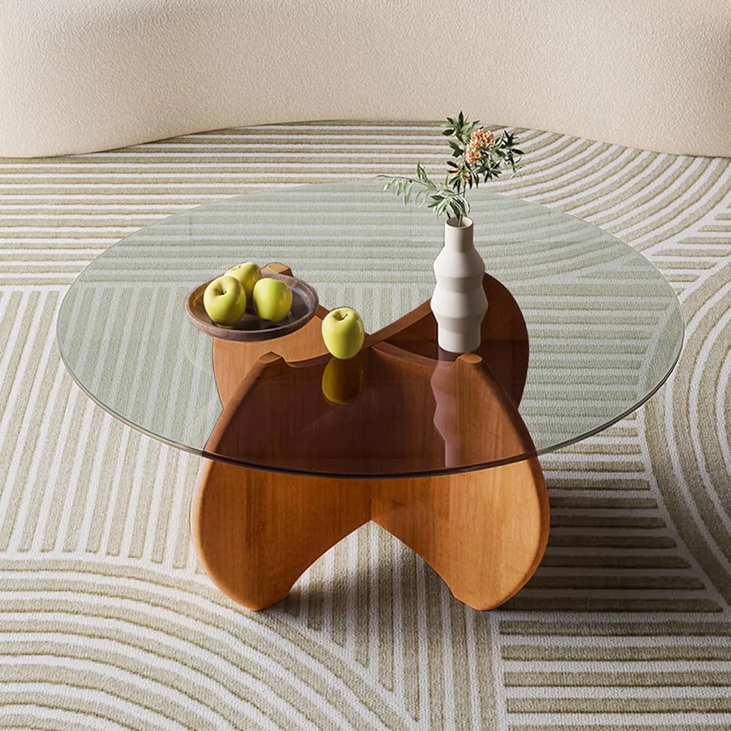 31.5" Round Glass Coffee Table Modern