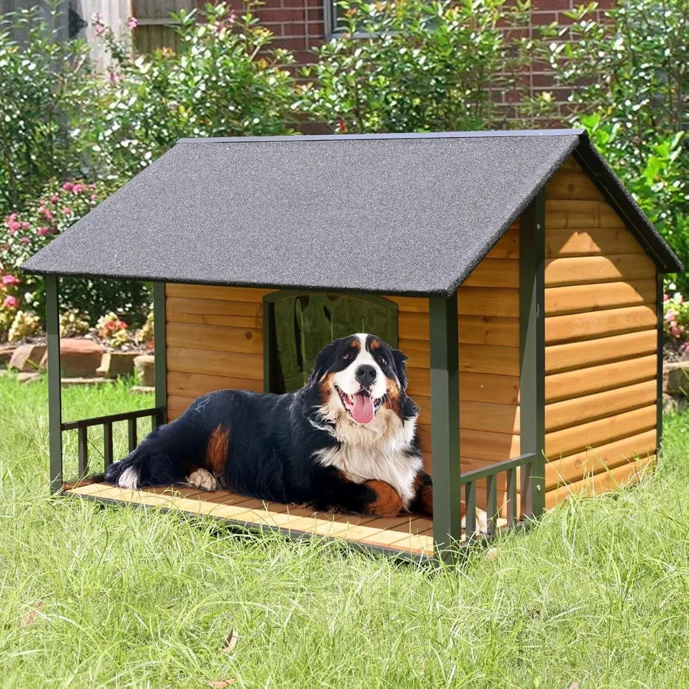 Weatherproof Doghouse All-Around Iron Frame & Fir Wood
