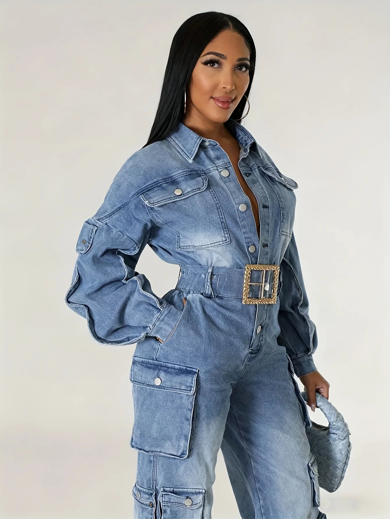 Retro Denim Workwear Jumpsuit